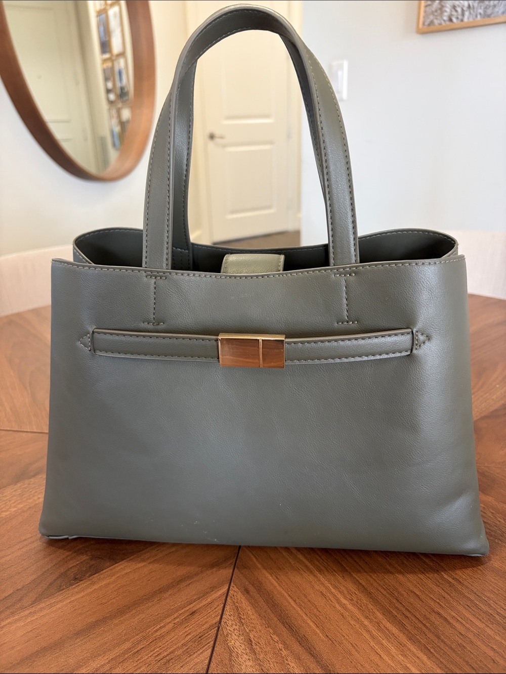 a new day Olive Gray Tote with Gold Accent